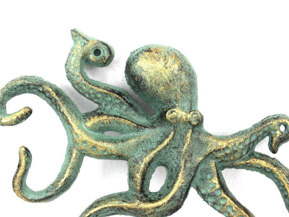 Antique Bronze Cast Iron Octopus Hook 11""