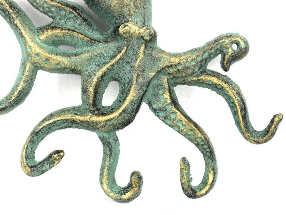 Antique Bronze Cast Iron Octopus Hook 11""