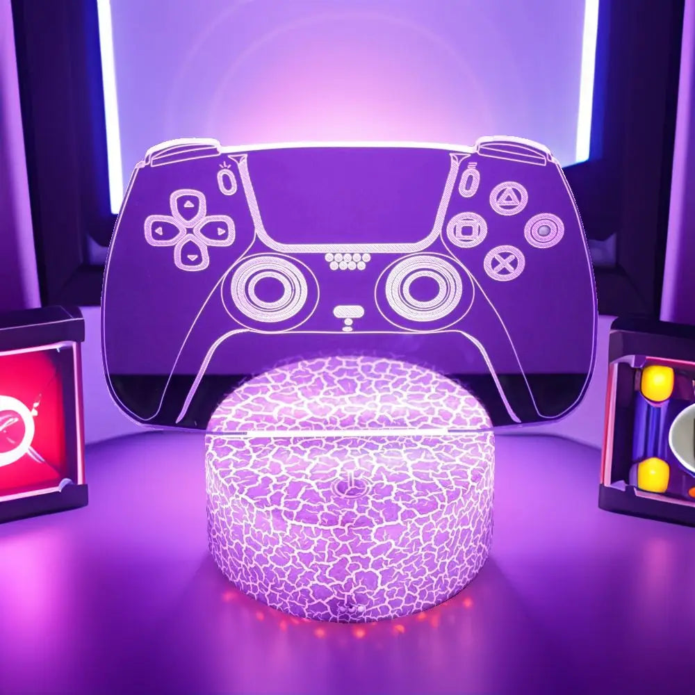 Neon Gamer 3D LED Night Light RGB – Gaming Table Lamp for Kids, Bedroom & Gamer Room - PhishStones Products