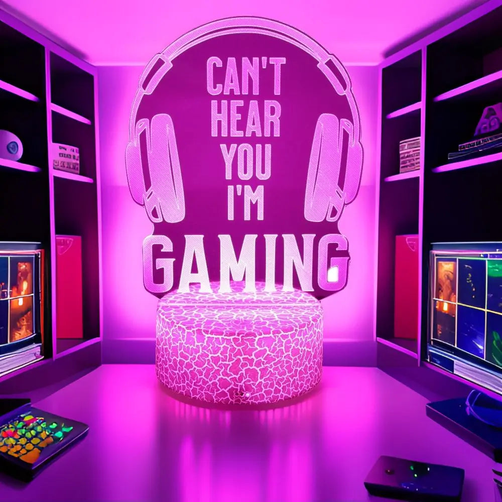 Neon Gamer 3D LED Night Light RGB – Gaming Table Lamp for Kids, Bedroom & Gamer Room - PhishStones Products