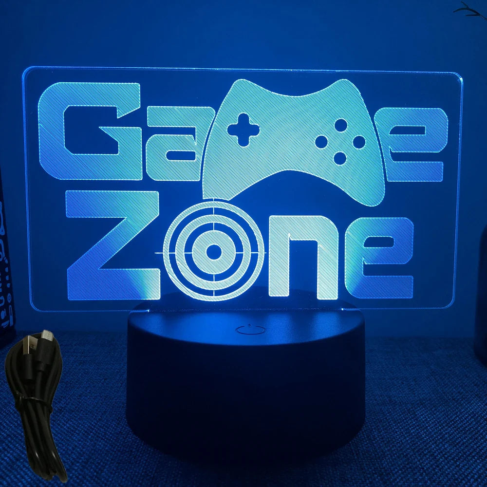 Neon Gamer 3D LED Night Light RGB – Gaming Table Lamp for Kids, Bedroom & Gamer Room - PhishStones Products