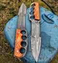 New Edition Damascus Tactical Knuckle Camping Knife with Full Tang handle - PhishStones Products