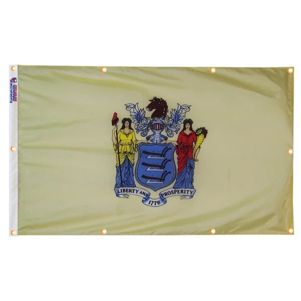 New Jersey Flag with Grommets Along the Edges for Wall Hanging - PhishStones Products