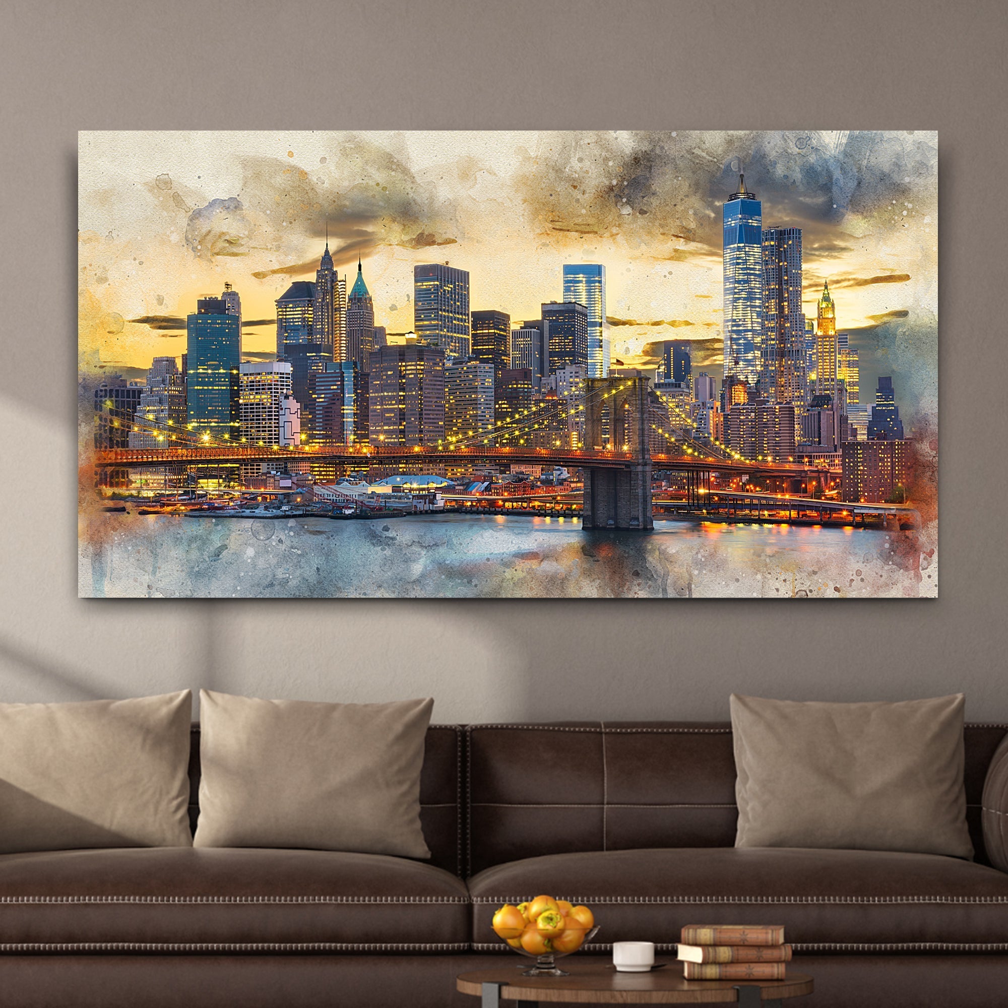 New York City Night View Canvas Wall Art - PhishStones Products