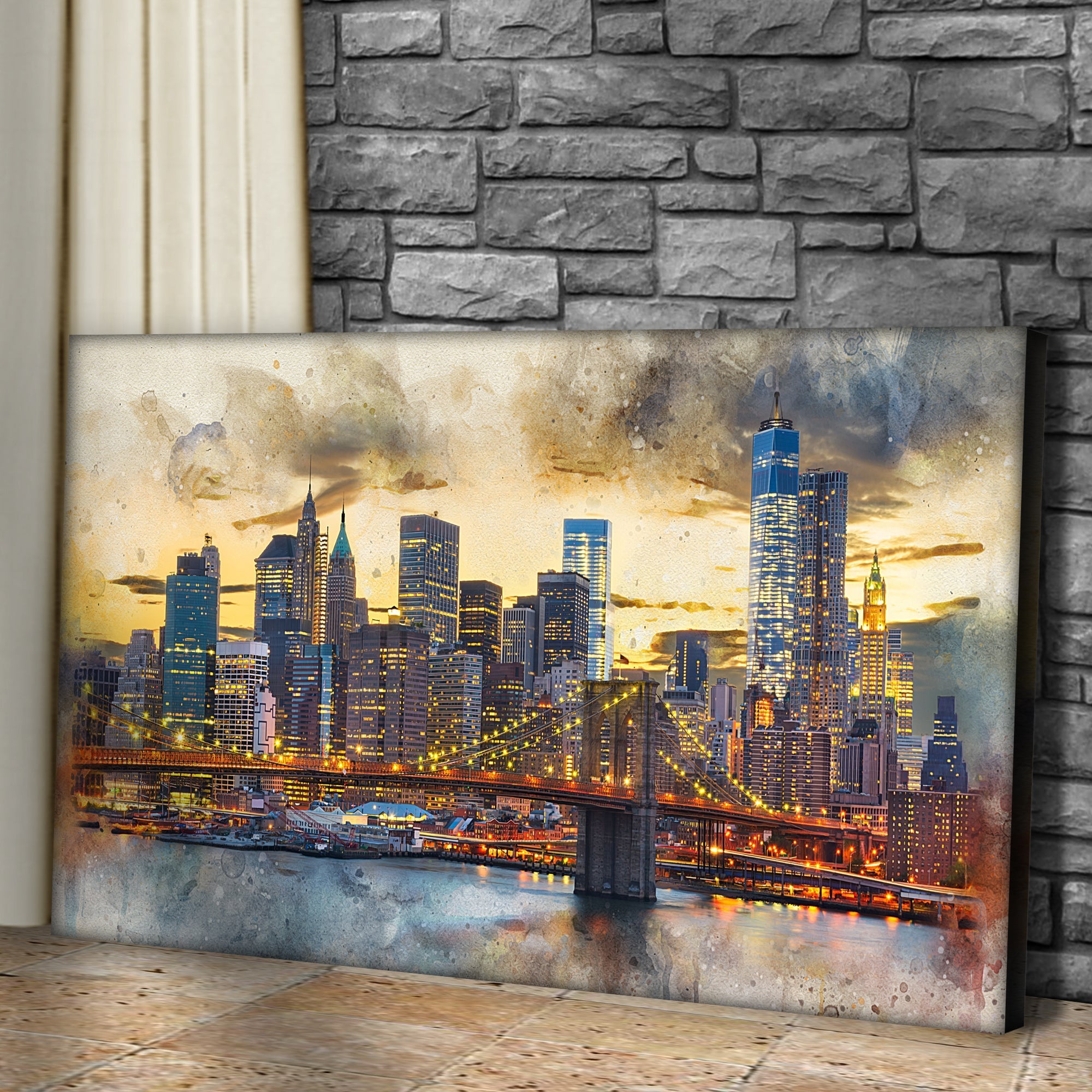 New York City Night View Canvas Wall Art - PhishStones Products