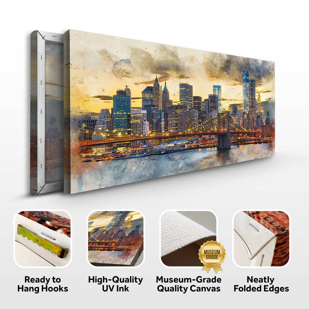 New York City Night View Canvas Wall Art - PhishStones Products