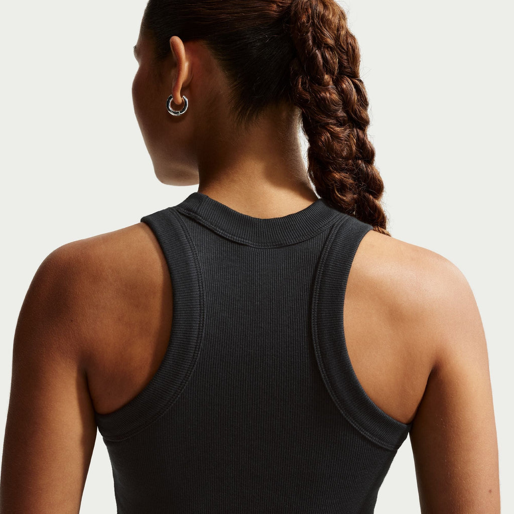 Nike Womens Chill Knit Tight Ribbed Tank Dress - Black - PhishStones Products
