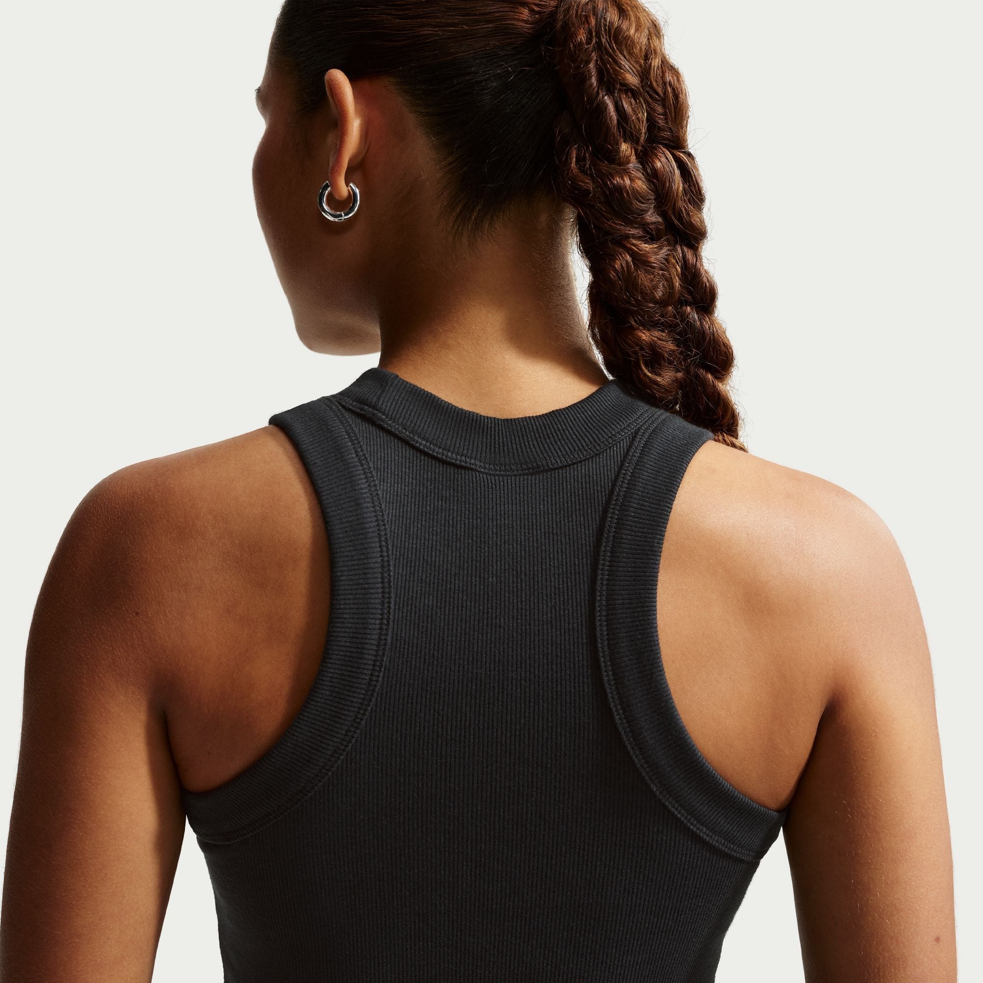 Nike Womens Chill Knit Tight Ribbed Tank Dress - Black - PhishStones Products