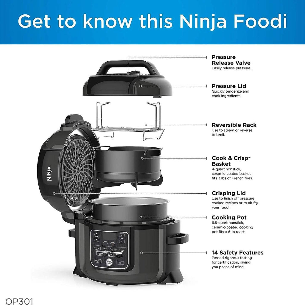 Ninja Pressure Cookers & Canners, 6.5 qt, Black (Refurbished) - PhishStones Products