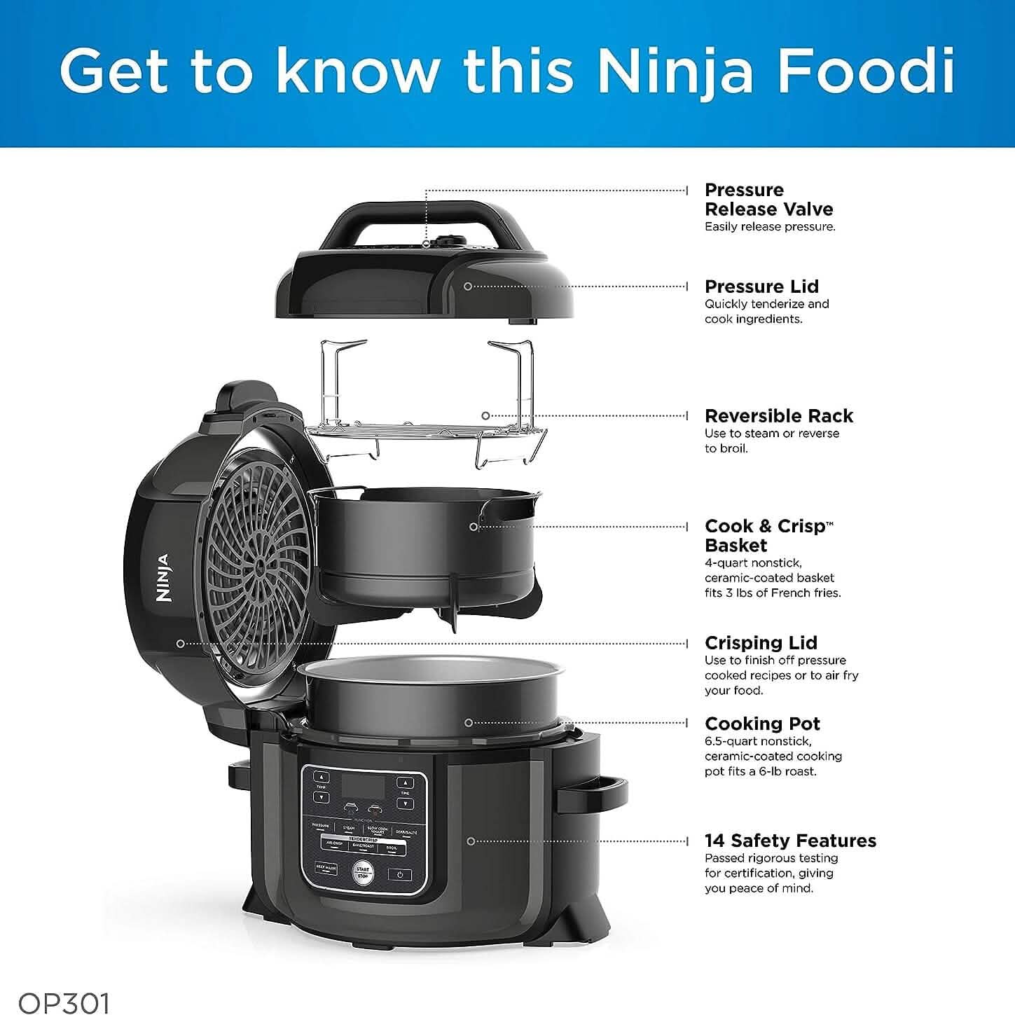Ninja Pressure Cookers & Canners, 6.5 qt, Black (Refurbished) - PhishStones Products