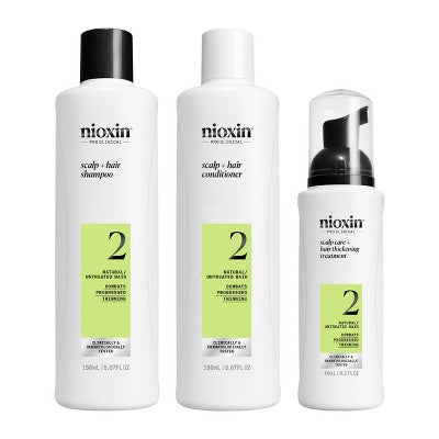Nioxin System 2 Hair Thickening Natural & Untreated Hair Shampoo & Conditioner Kit 3ct - New - PhishStones Products