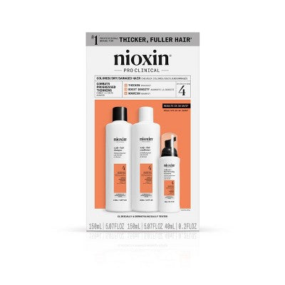 Nioxin System 4 Hair Thickening Colored & Damaged Hair Shampoo & Conditioner Kit 3ct - New - PhishStones Products