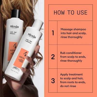 Nioxin System 4 Hair Thickening Colored & Damaged Hair Shampoo & Conditioner Kit 3ct - New - PhishStones Products