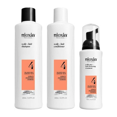 Nioxin System 4 Hair Thickening Colored & Damaged Hair Shampoo & Conditioner Kit 3ct - New - PhishStones Products