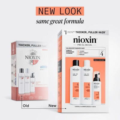 Nioxin System 4 Hair Thickening Colored & Damaged Hair Shampoo & Conditioner Kit 3ct - New - PhishStones Products