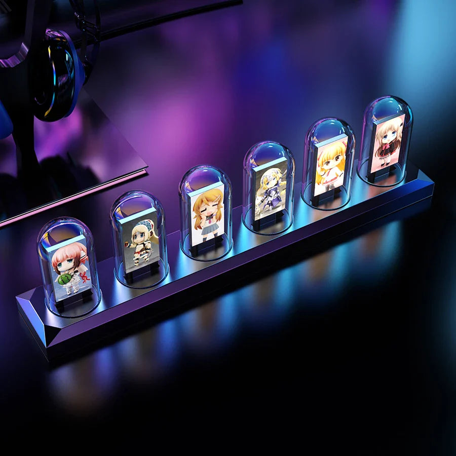 Nixie - Style IPS Tube Clock — RGB LED Night Light, Smart App & Wi‑Fi Control, DIY Display, Weather & Photo Album for Bedroom - PhishStones Products