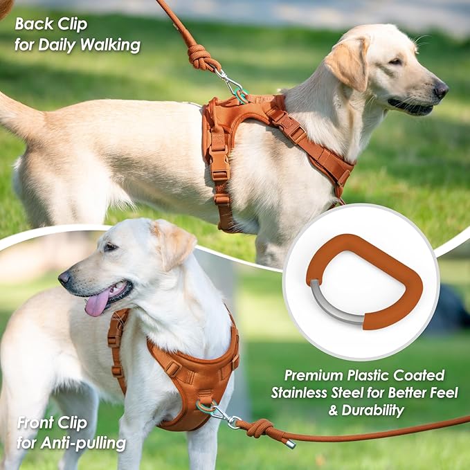 No Pull Dog Harness, Puppy Vest with Front Clip for Small Medium Large Sized Dog(Carmel Brown,S) - PhishStones Products