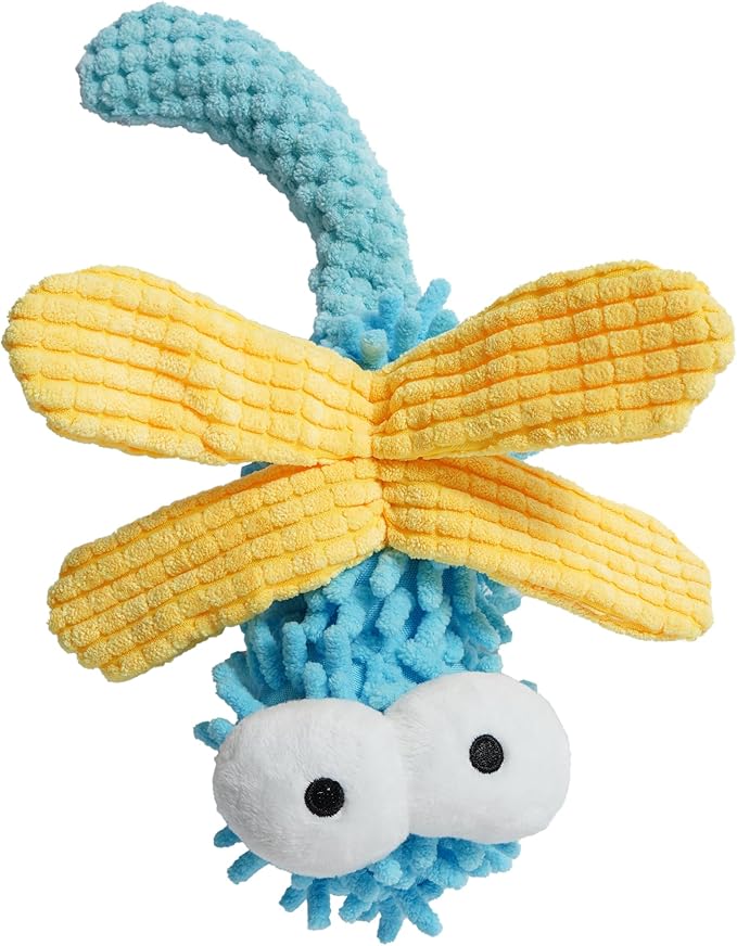 Nocciola Plush Squeaky Dog Toys, Cute Durable Stuffed Crinkle Puppy Pet Chew Toys for Large Medium Small Dogs - Dragonfly - PhishStones Products