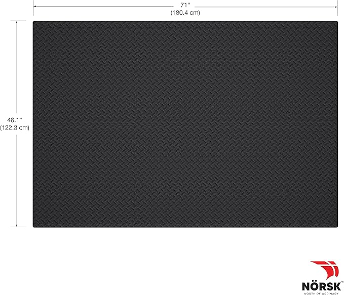 Norsk Foam Floor Gym Mats with Interlocking Tiles, .47" Thick, 24"x24", 24 - Pack, 96 Square Feet, Diamond Plate Design, Black - PhishStones Products