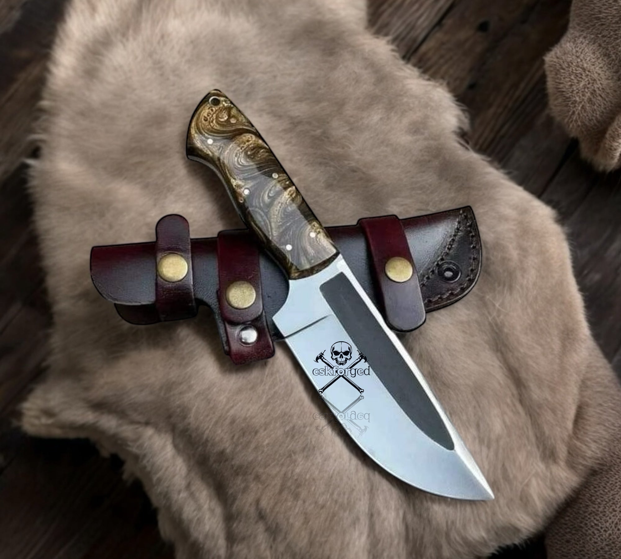 Notch Blade Hunting Knife Custom Sheath Gift For Men - PhishStones Products