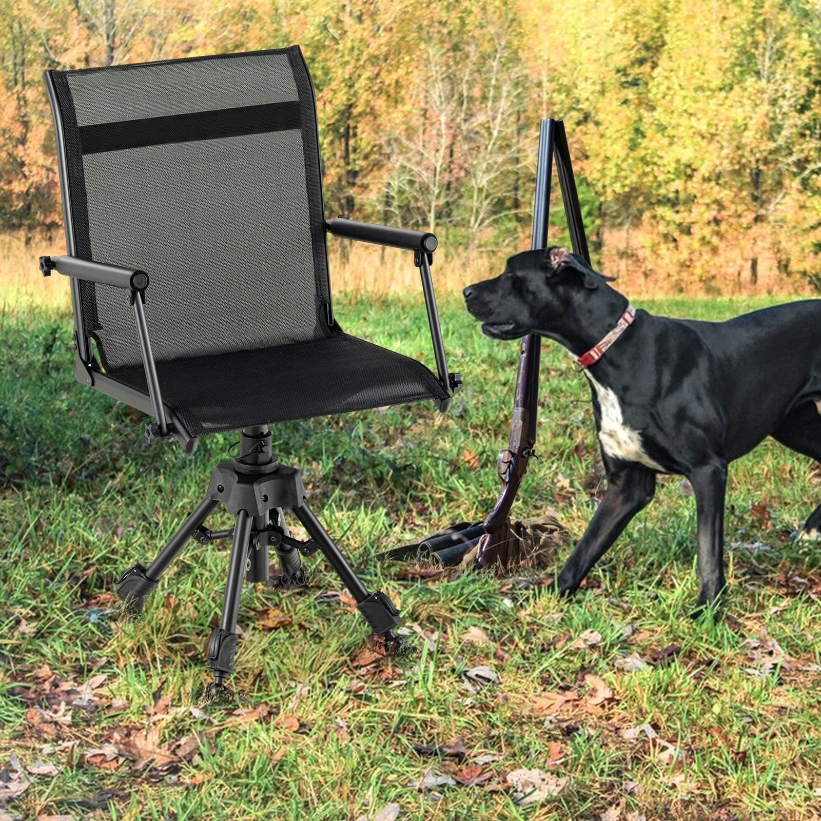 Folding Swivel Patio Chair with 4 Adjustable Leg