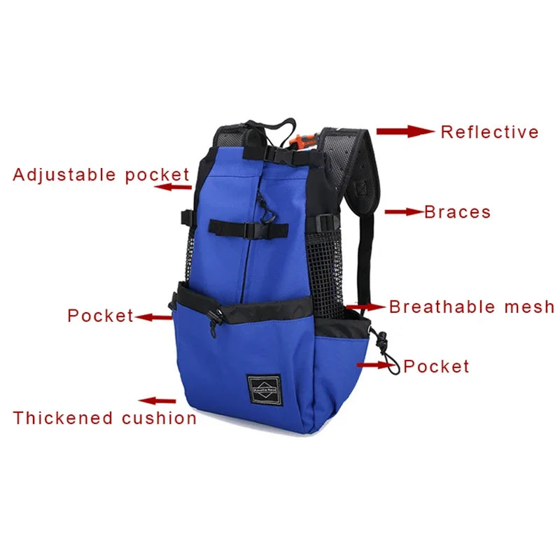 Nylon Dog Carrier Backpack for Small & Medium Dogs, Breathable Cycling Pet Carrier, Up to 30 kg (66 lb) - PhishStones Products