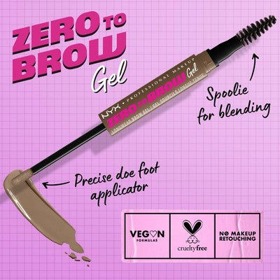 NYX Professional Makeup Zero to Brow Longwear Eyebrow Gel 02 Ash Blonde 0.06 fl oz - Imperfect Box - PhishStones Products