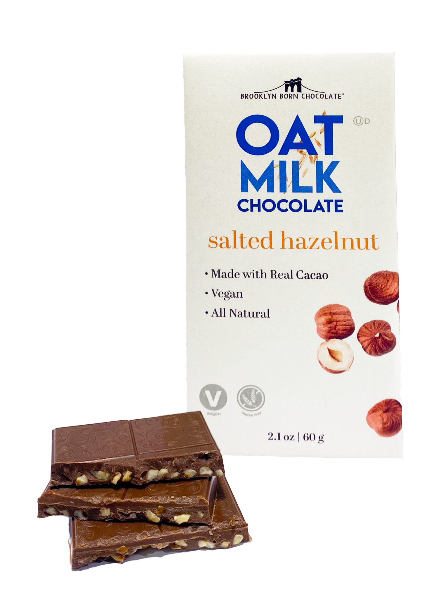 Brooklyn Born Chocolate - Choc Salted Hazelnut Oat, 2.1 oz (Pack of 12) - Dairy Free Kosher