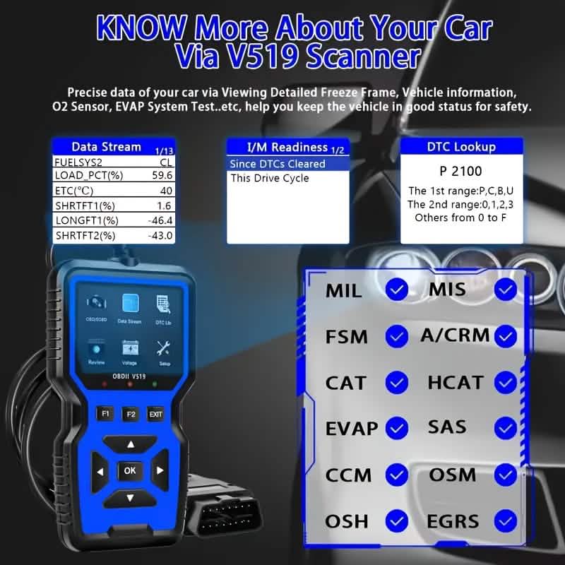 OBD2 Engine Diagnostic Tool – Universal Code Reader (Blue) - PhishStones Products