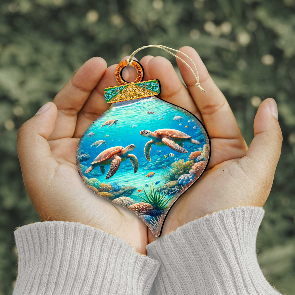 Ocean & Marine Life Eco Wood Christmas Ornaments Set of 12 – Handcrafted Coastal Décor by G.DeBrekht - 8610105 - S12 - PhishStones Products