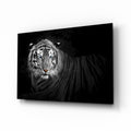 Reclining Blue Eyed Tiger Glass Wall Art