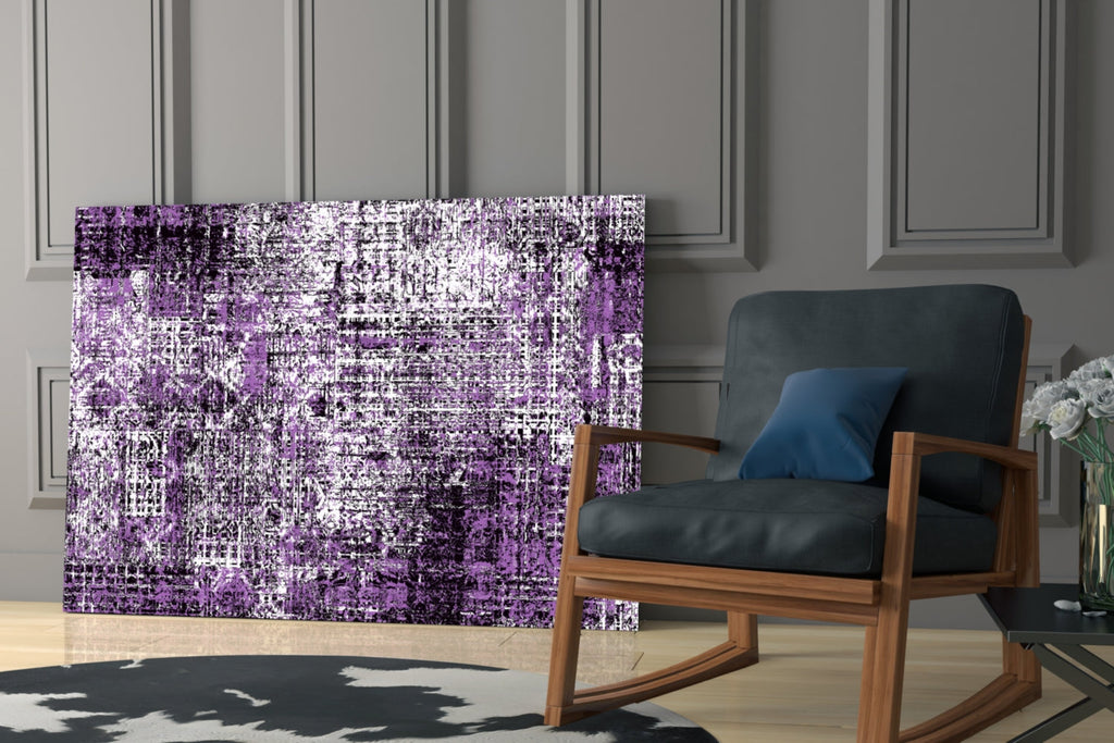 Purple Grunge Crosshatch Glass Wall Art