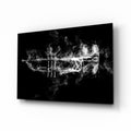 Smoke Trumpet Black and White Glass Wall Art