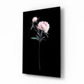 Pink Peony Botanical Study Glass Wall Art
