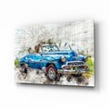Blue Classic Convertible Sketch Glass Wall Art