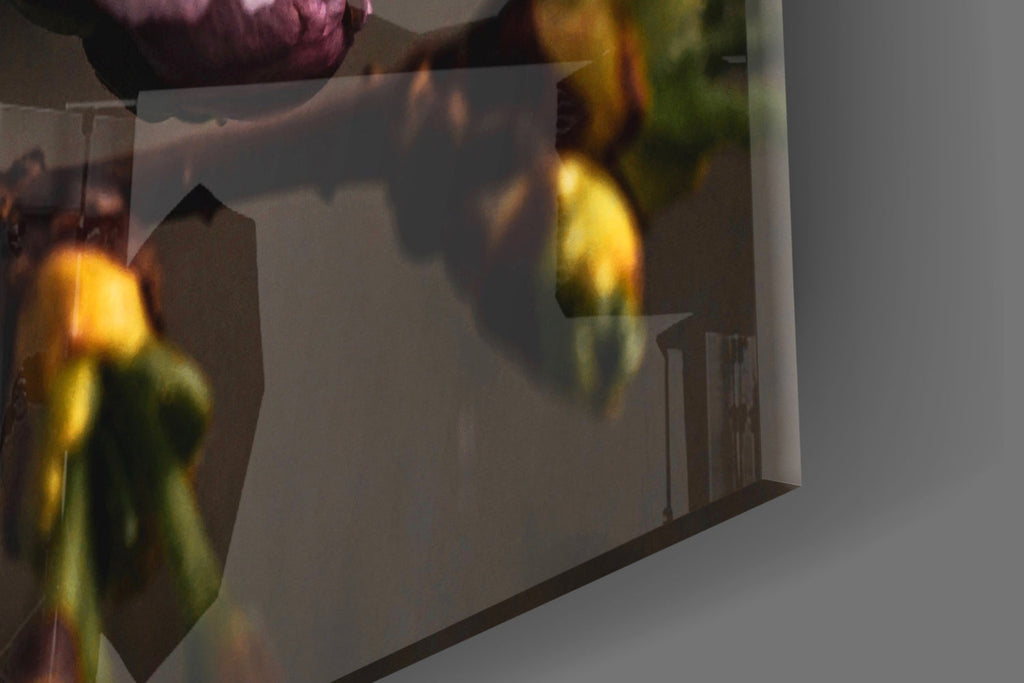 Dewdrop Pink Cherry Blossoms Glass Wall Art