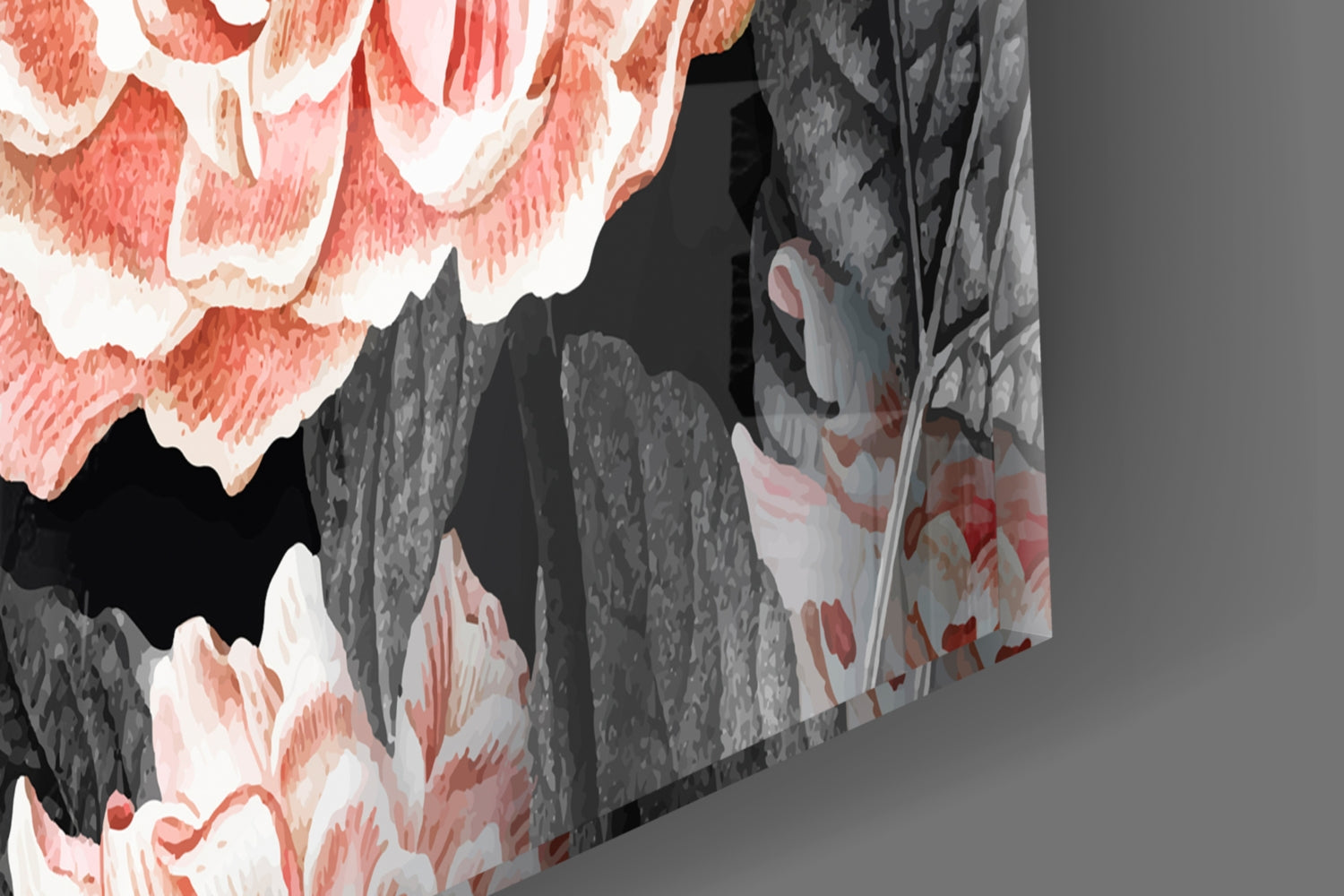 Coral Peony Vintage Pattern Glass Wall Art