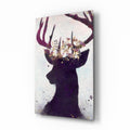 Purple Deer Floral Crown Glass Wall Art
