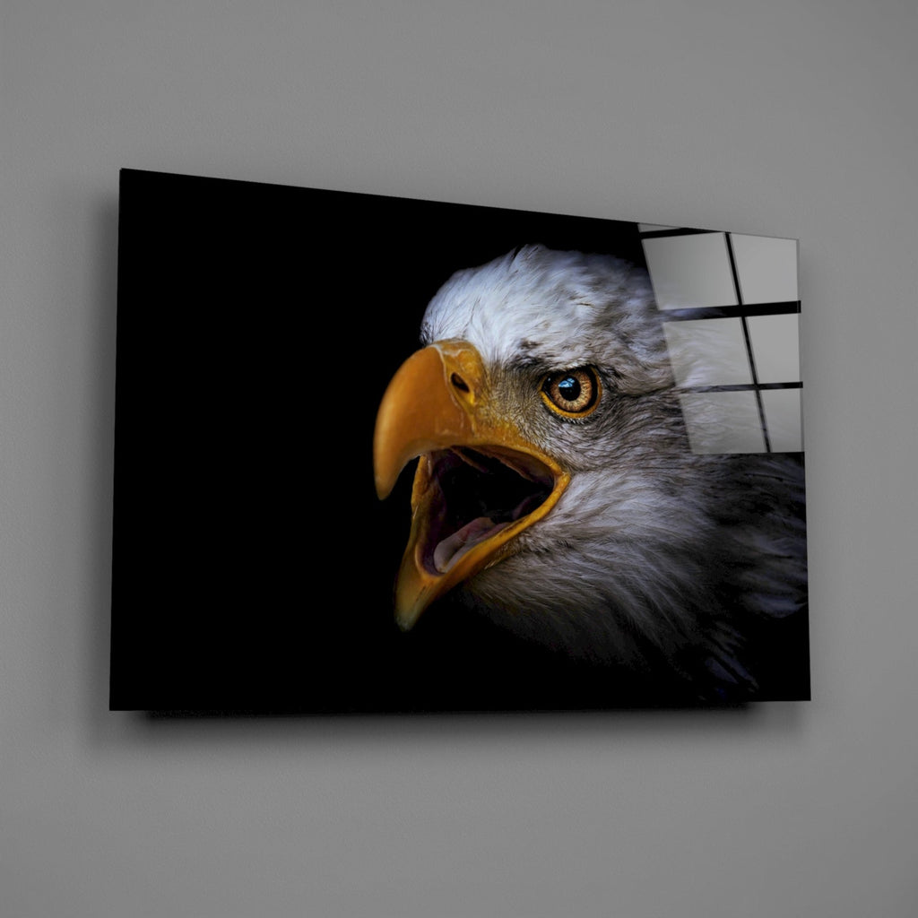 Screaming Bald Eagle Glass Wall Art