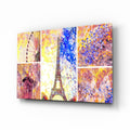 Paris Landmarks Watercolor Collage Glass Wall Art