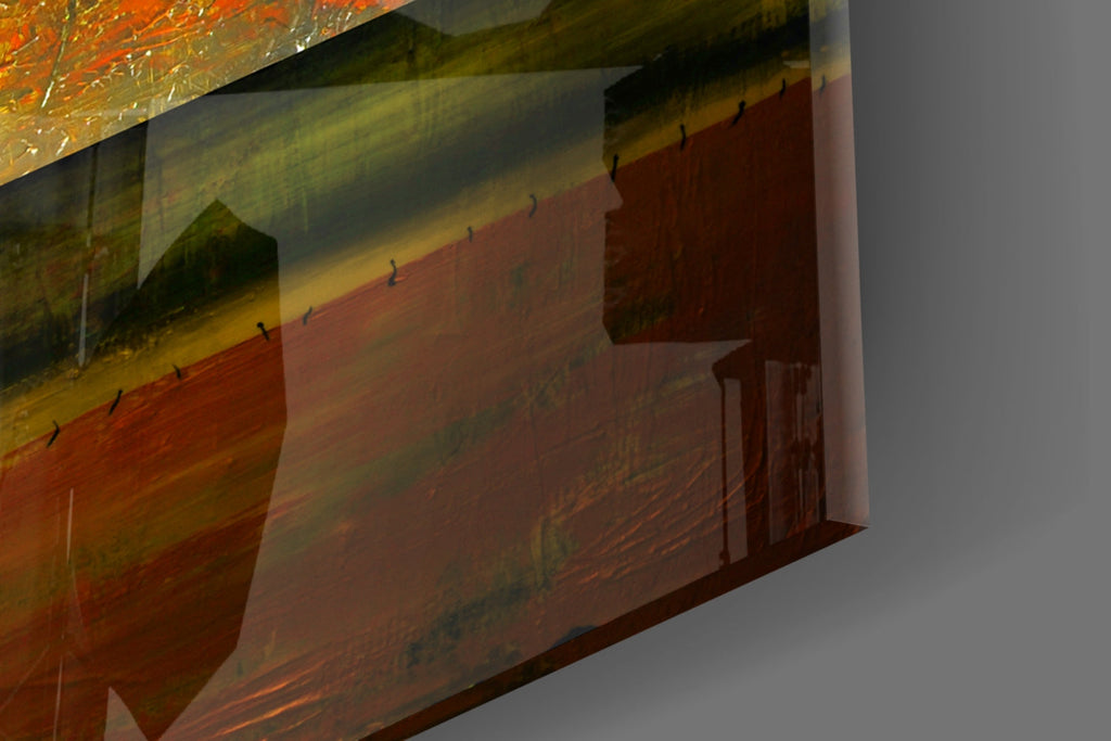 Golden Yellow Block Collage Glass Wall Art