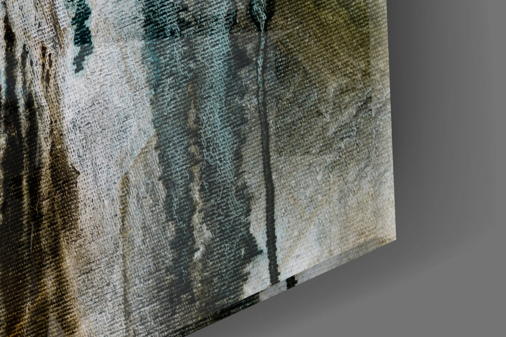 Blue and Beige Dripping Glass Wall Art