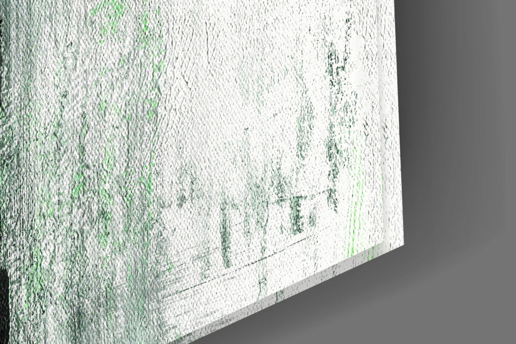 Emerald Green Stripe Gray Glass Wall Art