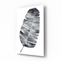 Monochrome Banana Leaf Glass Wall Art