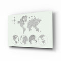 Gray Sketch World Map on Light Ground Glass Wall Art