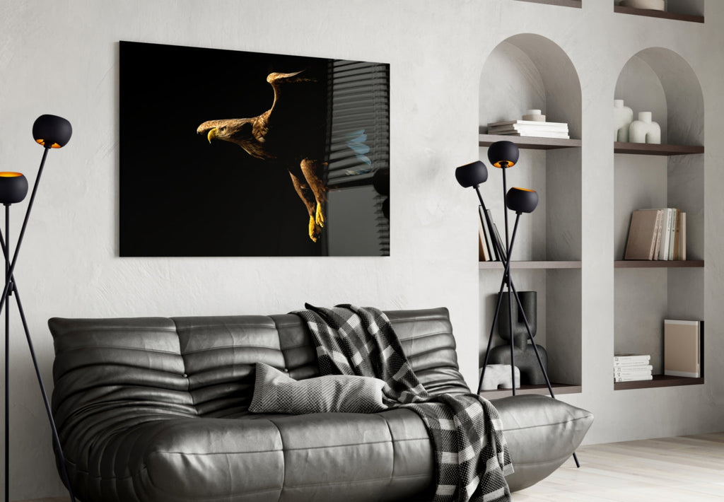 Golden Eagle in Flight Glass Wall Art