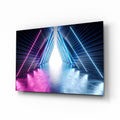 Neon Apex Triangle Corridor Glass Wall Art