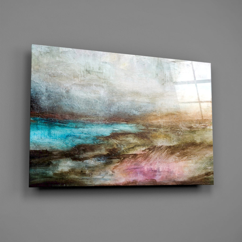 Misty Turquoise Cove Glass Wall Art