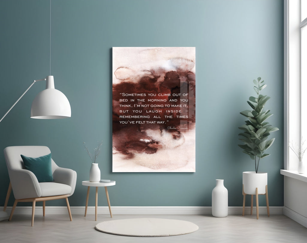 Burgundy Watercolor Morning Quote Glass Wall Art