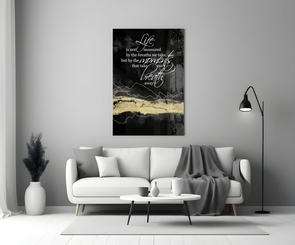 Gold Ridge Breath Away Script Glass Wall Art